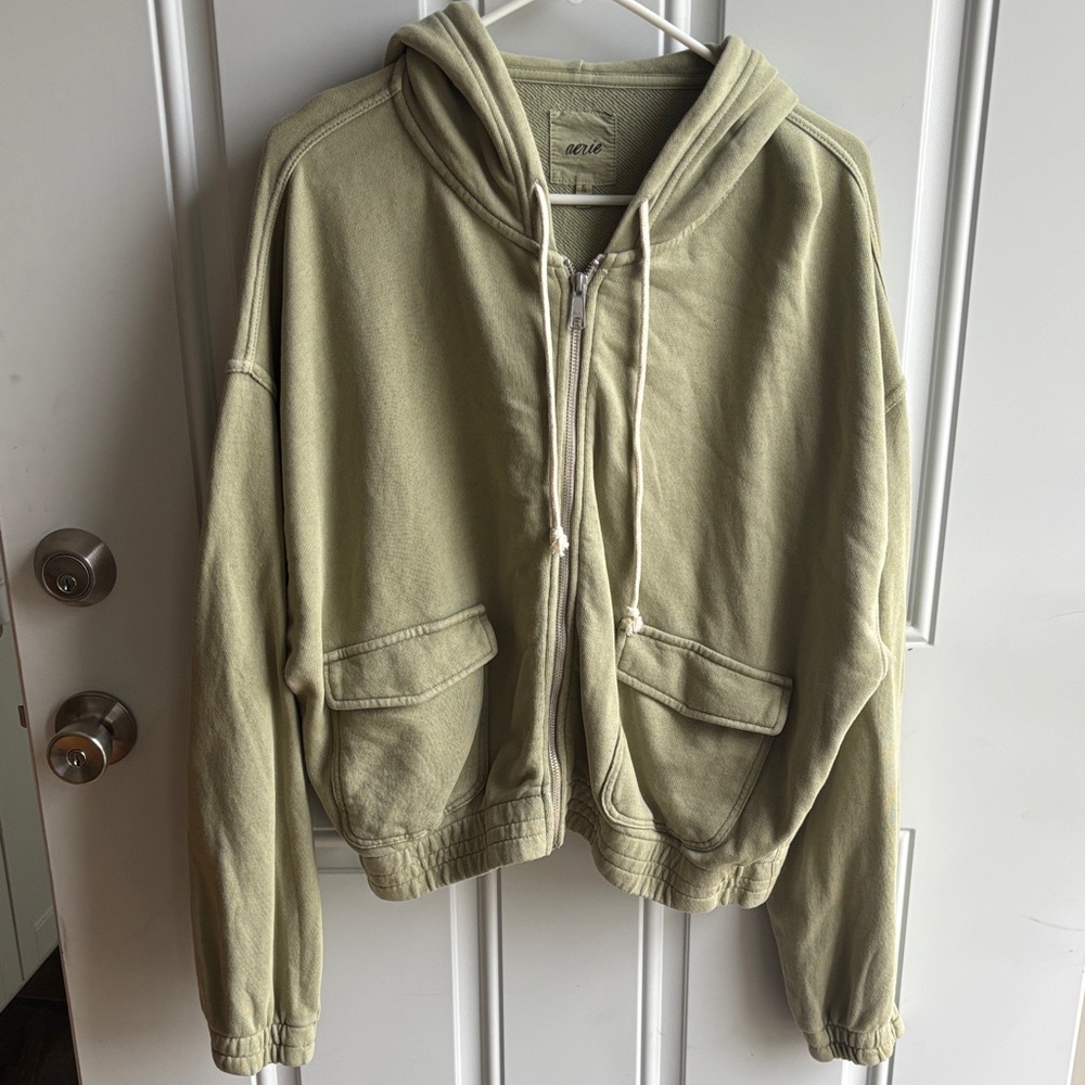 aerie Sage Green Full-Zip Hoodie